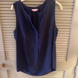 Lilly Pulitzer Silk Navy Top Size L